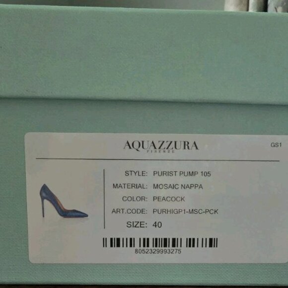 Aquazzura Purist Pump 105 Metallic Green/Blue Pumps - Picture 7 of 9